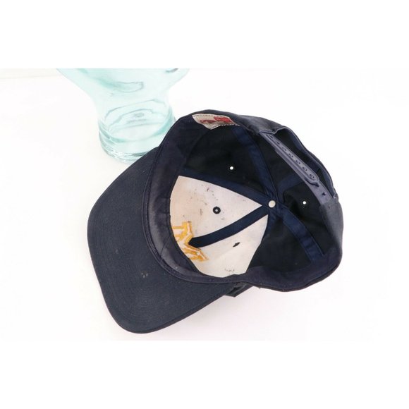 Vintage 90s Distressed University of Michigan Block M Snapback Hat Cap Navy Blue - Picture 7 of 9